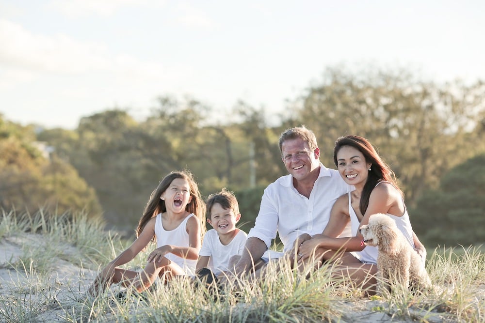 family with dog