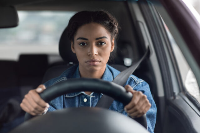 driver in traffic