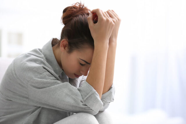 woman struggling depression